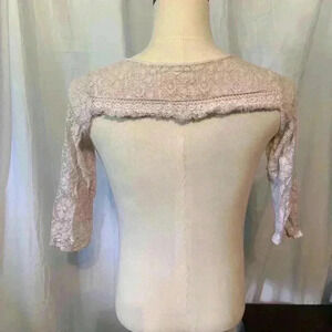Umgee Lace Crop Top. Long Sleeve. Size M. Grey.